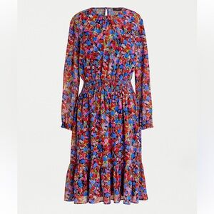JCREW Colorful Floral Long-Sleeve Midi Dress - Multicolor